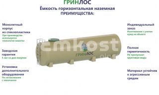 Гринлос Емкость стеклопластиковая 35-1800 горизонтальная наземная - фото 2